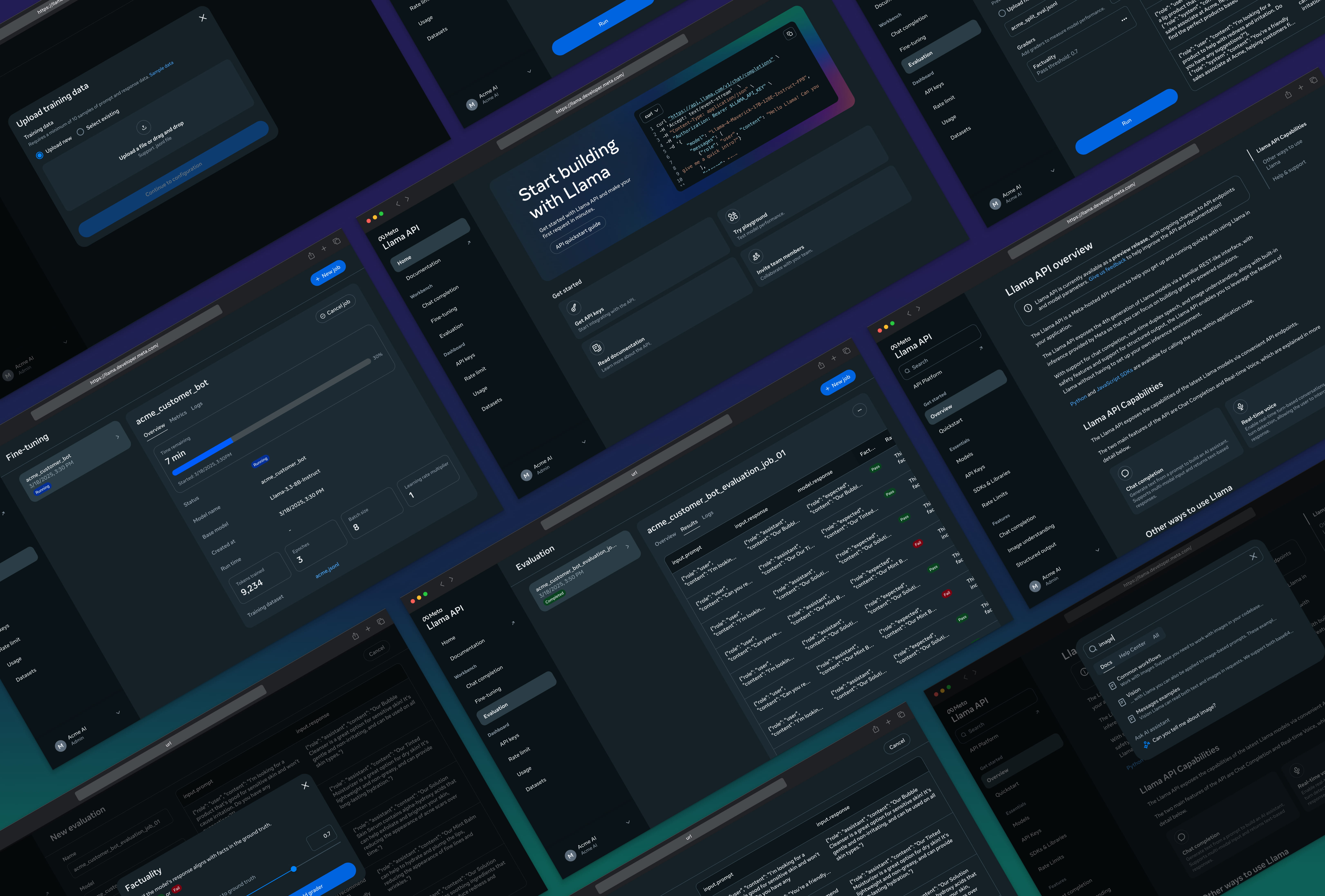 Llama API detailed screens